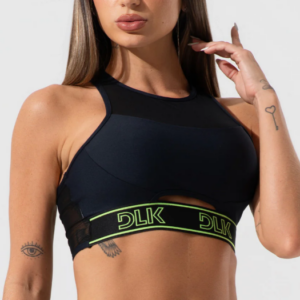 Top Fitness Feminino Com Elástico Na Base E Tule Activity Dlk Marrom